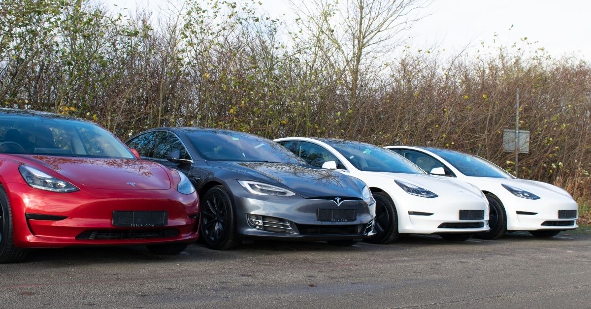 Unregistered cars displayed for sale.